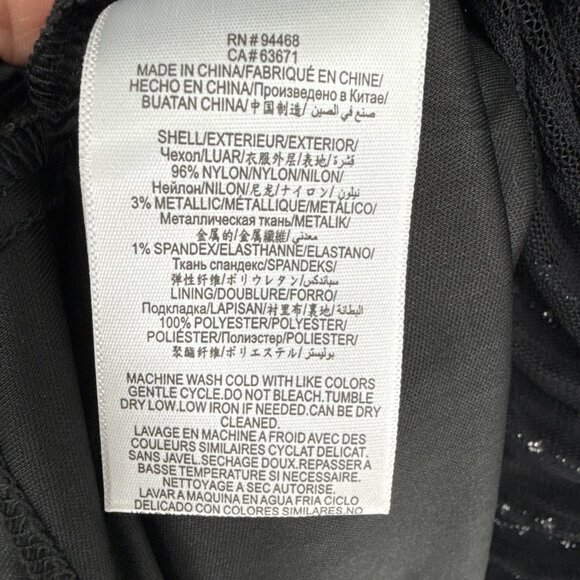 BCBGeneration Size 10 Black Silver Metallic Sleeveless Midi Dress Ruched Stretch - Picture 6 of 10